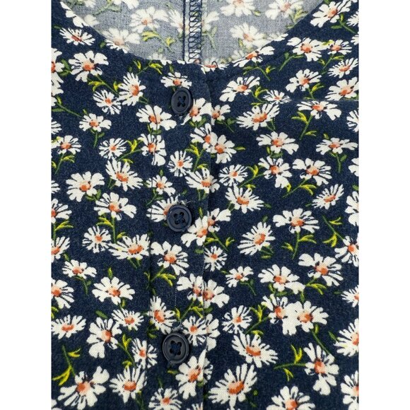 Band Of Gypsys Blue Floral Cottagecore Button Down Mini Dress Retro Y2K Revive - Picture 11 of 15